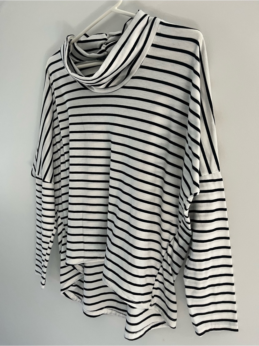 Zanzea Black & White Striped Turtleneck Long Sleeve Top